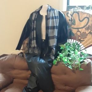 Newport News Black Leath Pants Suit